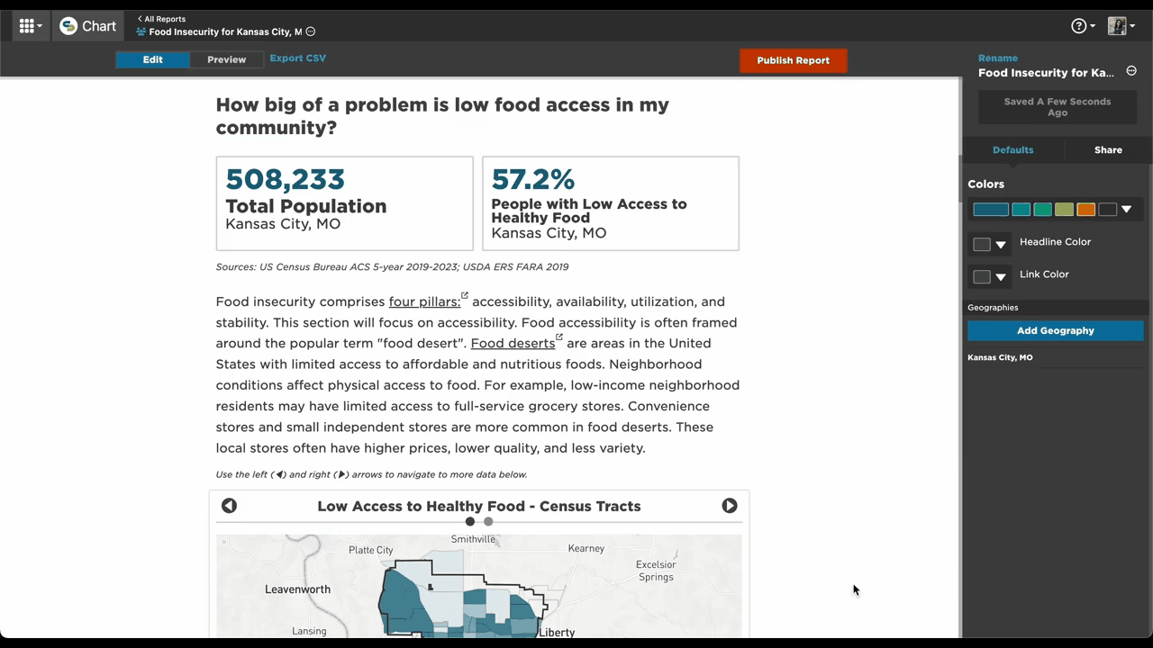 Changing default geography in a report